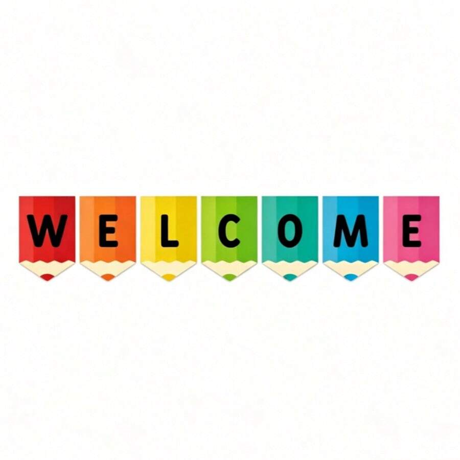 1組 WELCOME 新開學季吊掛旗幟,特殊造型三角旗橫幅裝飾,派對拍照背景佈置 - 三組 - 查看 1