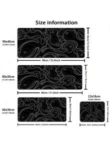 1PC Large Non Slip Rubber Base Soft Cloth Surface Black White Topographic Map Contour Line Pattern Extended Gaming Mouse Pad Laptop Keyboard Mat Office Home Computer Desktop Protector Study Table Pad Gift For Gamers Friends Colleagues - View 8
