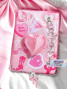 3Pcs Cute Kindle Accessories Set, Include Type-C Dust Plug Charm, Heart Shape Hand Grip Stand, Sparkly Keychain With Hook, Compatible With Kindle Paperwhite 11Th & 12Th Generation - Multicolor - View 1