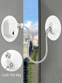 1pc Black Multi-Functional Child Lock, Cabinet Door Lock, Window Lock, Refrigerator Lock, Mini Fridge Locks Freezer Drawers Doors ,Sliding Door & Window Lock, Anti-Fall Window Lock With Limiters Christmas For Holiday Gift Giving,Back To School, - Off-white - View 2