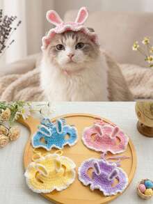 PETSIN 1PC Funny Ear Shaped Pet Sun Hat Outdoor Breathable Knit Headwear - Multicolor - View 3