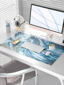 Blue Marble PU Leather Large Mouse Pad 31.5x15.7 Inch, Extended Desk Mat With Non-Slip Base, Waterproof Easy-Clean Smooth Surface, Office Home Workstation Decor, Keyboard Computer Protector, Desk Organization Accessory, Great Gift For Professionals - A - View 6