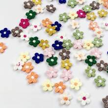 50pcs 1.5cm Multi-Color 5-Petal Flower Trim (Without Adhesive Backing), DIY Craft Material For Clothing, Hat Decor, Assorted Colors - multicolor - View 11