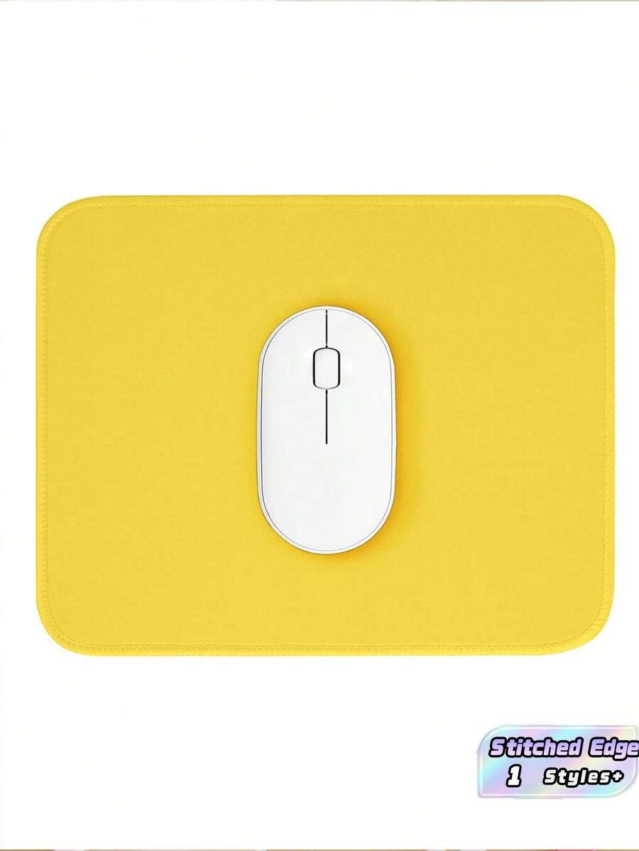 Yellow Cute Mouse Pad 26*21cm, Non-Slip Waterproof Rubber Base With Stitched Edge, Smooth Durable Surface For Laptop Computer Office Home, Splash-Proof Desk Mat, Adorable Desktop Accessory, Great Gift For Women - Yellow - View 1