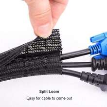Wire Organizer, Cable Sleeve For Cable Management, Cord Wrap Wire Protector Tubing For Pets, Pc Cable Wrap, Computer Cable Organizer Sleeve - black - View 2