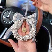Elegant Crystal Car Hanging Ornament, Heart‑Pattern Bow Ribbon Pearl Decor, Hollow Locket Pendant For Scented Plaster, Rearview Mirror Hanging Accessory, Auto Interior Fragrance Decoration, Perfect Festival & Birthday Gift For Car Owners - multicolor - View 11