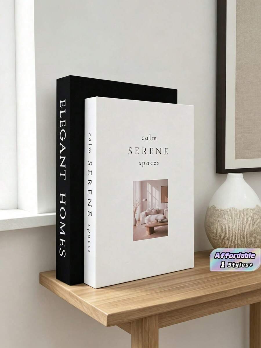 Foldable Fake Book Box, Book-Shaped Box, Decorative Book-Shaped Storage Box, Suitable For Remote Controls And Souvenirs, Suitable For Bookshelves, Coffee Tables And Home Decoration (Assembly And Folding Required Upon Receipt) - Black-Beige - View 1