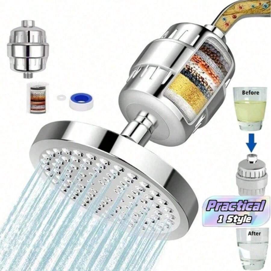 20 Stage Shower Hard Water Purification Filter Showerhead Activated Carbon Water Purifier Chlorine Removal Reduce Dry Itchy Skin - 20 layer filter - View 1