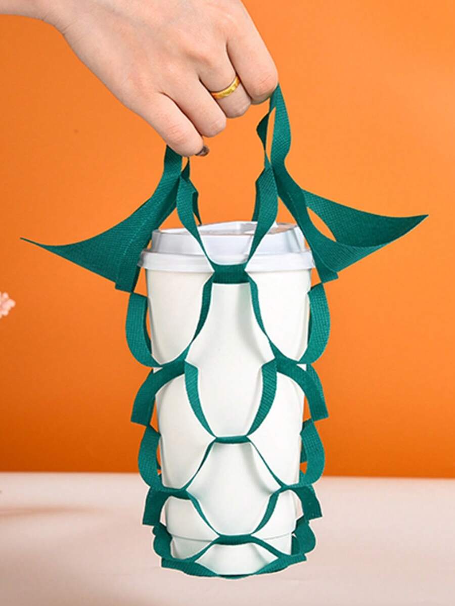 100pcs Lace Non‑Woven Milk Tea Bag Takeaway Bag Single‑Cup Coffee Handbag T‑Shape Takeout Bag - Multicolor - View 1