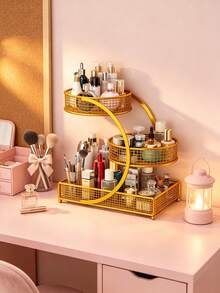 Sturdy Metal Cosmetic Rack Without Installation Required Portable Organizers For Lipsticks Skincare Bathroom Accessory. - B - View 9