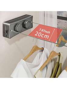 1pc Retractable Invisible Indoor/Balcony Steel Clothesline, Bathroom Retractable Clothesline,Spring,Minimalist,Summer Tops - Multicolor - View 3