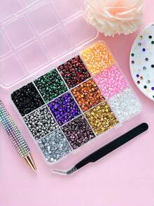 1 Box Seri Halloween Campuran Rhinestone Flatback untuk Dekorasi Casing Ponsel DIY, Perlengkapan Kerajinan Permata Kaca Mengkilap Warna-warni untuk Proyek Tema Halloween, Bling Ponsel, Seni Kuku, dan Scrapbooking - Skema warna Halloween - View 3