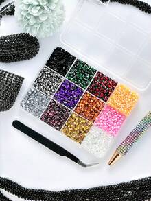 1 Box Seri Halloween Campuran Rhinestone Flatback untuk Dekorasi Casing Ponsel DIY, Perlengkapan Kerajinan Permata Kaca Mengkilap Warna-warni untuk Proyek Tema Halloween, Bling Ponsel, Seni Kuku, dan Scrapbooking - Skema warna Halloween - View 6