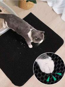 1件裝 EVA 雙層一體式單開口可水洗貓砂接盤墊，室內貓寵物用品 - 粉色 - 查看 9