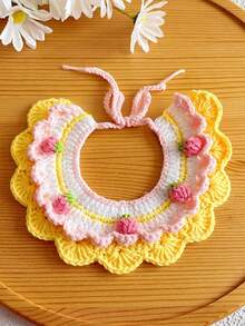PETSIN 1PC Spring Strawberry Knitted Pet Scarf Princess Style Saliva Bib For Cats Dogs - Multicolor - View 14
