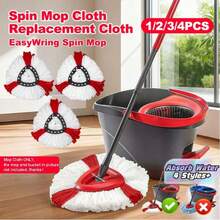 Replacement Mop Heads Compatible With O-Cedar/EasyWring 1Tank System, Deep Cleaning Washable Reusable Mop Replacement Pads, Suitable For Kitchen & Bathroom Cleaning Supplies - red and white - View 1