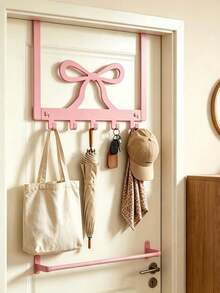 1PC Pink Iron Key Hook Wall Shelf – Creative Metal Art Hanger For Entryway Hallway, Coat Hat Organizer Rack, Multifunctional Wall Decor Storage - Multicolor - View 10