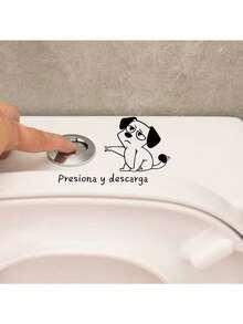 1pc Cute Cartoon Cat Toilet Sticker - "Press To Flush" Bathroom Decor, Self-Adhesive PVC Wall Decal, Suitable For Glass, Tile And Smooth Surfaces, No Heating Required, Easy Installation, Fun Design, Easy To Peel And Stick - Multicolor - View 6