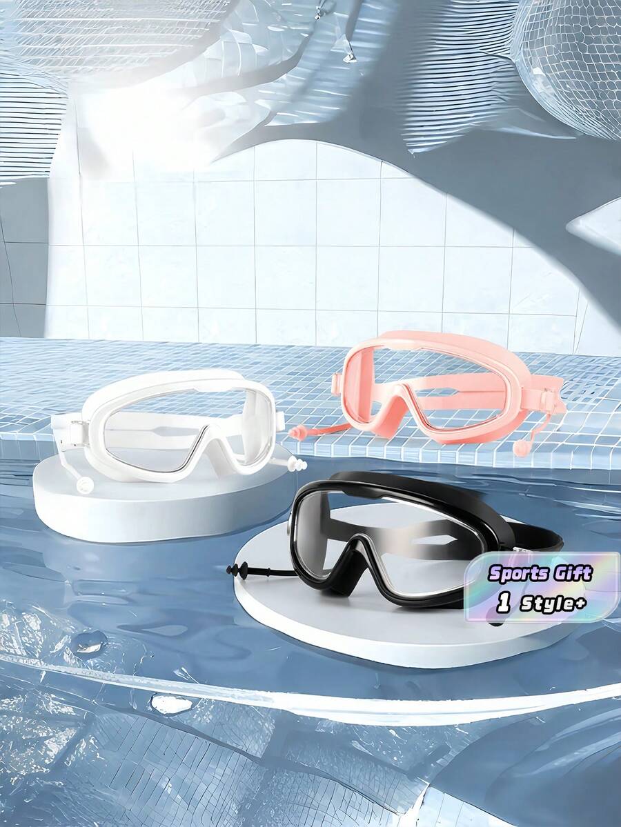1pc Adult Large-Frame Swimming Goggles, Anti-Fog HD Vision, Soft Silicone Comfort Fit, Ideal For Swimming Training, Pool, Beach, Durable Swim Gear For Men And Women" - Multicolor - View 1