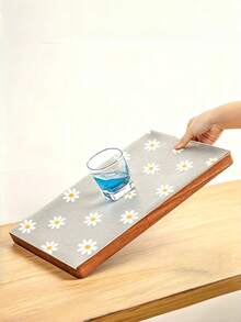 1 Roll Daisy Design Waterproof Cabinet Shelf Liner Easy Clean Oil Proof Anti Slip Durable Plastic Mat Cuttable For Kitchen Fridge Table Drawer Organizer Floral Pattern Home Storage - Multicolor - View 5