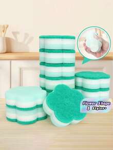 20/10/12/6/5/1 buah Spons Pembersih Motif Bunga Biru Merak, Ringan, Sangat Menyerap, Dapat Digunakan Kembali, Cocok Untuk Dapur, Kamar Mandi, Mobil, Luar Ruangan, Sekolah, dll., Pendamping Dapur yang Sempurna - Beraneka warna - View 1