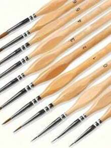 11 Pcs [Mini Painting] Detail Brush Set, Fine Tip Brushes | For Miniature Painting, Acrylic, Watercolor, Oil Painting, Model, Handicraft, Line Drawing - Universal Credit - View 2