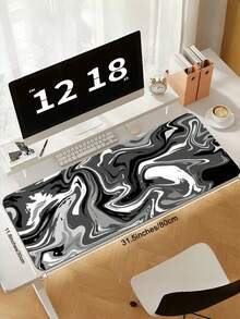 1PC Extended Non Slip Rubber Base Smooth Cloth Surface Black Fluid Abstract Swirl Artistic Pattern Gaming Mouse Pad Large Computer Desk Mat Keyboard Pad Office Home Workstation Protector Laptop Accessory Gift For Gamers Friends Esports - View 3