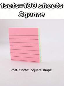 SHEIN 100/200sheets Line Sticky Notes 4 Colors Portable Student Note Marker Writing Sticky Notes, Self-Adhesive Easy To Apply Notepad Office, Home, School Big And Small Two Styles, Office Small Helper Back To School - Multicolor - View 13