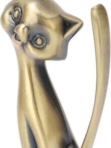 Cat Ring Holder, Zinc Alloy Glossy Three Dimensional Retro Statuette, Vintage Antique Jewelry Organizer Storage For Dresser Vanity Decor - multicolor - View 7