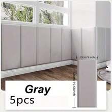5 Pcs Self-Adhesive Wall Panels, Available In Black, White And Gray, Designed For Headboard. Soft Bedside Self-Adhesive Backrest, Sound-Insulating And Impact-Resistant Wall Panels, Removable Without Glue, Perfect For Decoration. - Soft Pack Of 5 - View 13