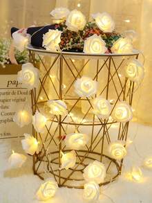 Led Rose Flower String Light, Indoor Proposing Ambiance Light, Birthday Party Scene Decoration, Teen Girl Room Decor - White - View 7