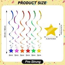 Assorted Rainbow Pre-Strung Stars Hanging Swirls Rainbow Hanging Decorations For Baby Shower Wedding Birthday Party Decorations Supplies - multicolor - View 2