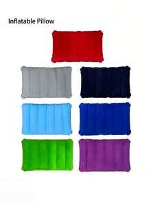 Ultra Soft Portable Flocked Inflatable Pillow Easy To Inflate Foldable Rectangular Nap Sleeping Pad Provides Neck Lumbar Support Lightweight Compact For Outdoor Camping Hiking Backpacking Travel Rest Practical Outdoor Travel Rest Accessory Supplies - multicolor - View 12