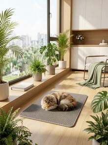 1件裝 EVA 雙層一體式單開口可水洗貓砂接盤墊，室內貓寵物用品 - 粉色 - 查看 8