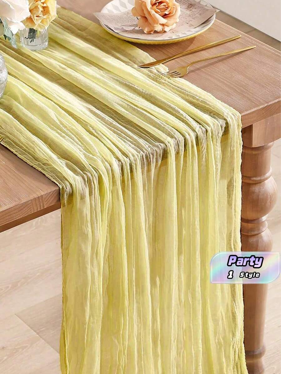 1pc Yellow Chiffon Table Runner, Bohemian StyleChiffon Tablecloth, Home Decor Table Cloth,Transparent Chiffon Table Runner, Wedding PartyDecorative Tablecloth, Suitable For Wedding, Bridal,Birthday Party Table Decor, Table Center Decor, KitchenDecor - Yellow - View 1