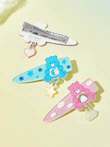 SHEIN X Care Bears 3pcs Cute Cartoon Pattern Clips, Gifts, Hair Barrettes - Multicolor - View 7
