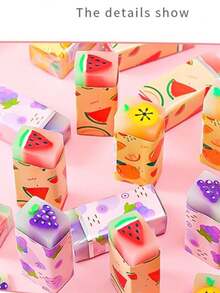 Random Color 24pcs Cute Cartoon Fruit Scented Erasers, Student Rewards, Learning Supplies, Office Stationery Gifts Back To School - multicolor - View 3