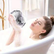 2pcs Soft Mesh Bath Sponge - Body Back Scrubber With Black & White Striped Design, Ergonomic Handle, Gentle On Sensitive Skin, Beige Color, Suitable For Bathing And Body Care, Bath Sponge For Sensitive Skin - 2PC - View 5