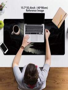 1pc Large Moonlight Cool Tone Mouse Pad, Non-Slip Gaming Office Desk Mat, Suitable For Laptop, Gaming Mouse Pad, Mini Computer Desktop Accessory, Office Desk Accessory, Office Supplies, Office Desk Accessory, Desktop Mouse Pad - multicolor - View 3