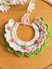 PETSIN 1PC Spring Strawberry Knitted Pet Scarf Princess Style Saliva Bib For Cats Dogs - Multicolor - View 13