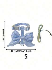 PETSIN 1PC Must-Have Cute Shiny Big Bow Cat Harness Leash Set Soft Nylon Webbing I-Shaped Cat Harness Escape-Proof No Choke Adjustable Cat Walking Leash Comfortable Breathable Pet Harness With Glossy Satin Bow Decor Hands-Free Cat Traction Rope Anti-Escape - Multicolor - View 15