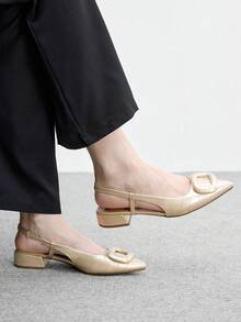 CUCCOO BIZCHIC 女款時尚尖頭平底鞋，適合聖誕節與春季穿著 - 淺金色 - 查看 4