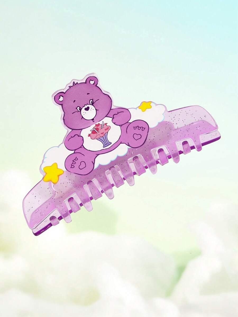 SHEIN X Care Bears 時尚可愛卡通髮夾,適合女孩與女士,居家、沐浴、美容護理、髮型造型完美適用 - 紫色 - 查看 1