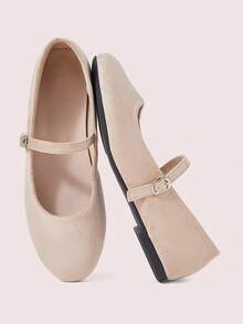 CUCCOO DOLLMOD Retro Suede Flat Mary Jane Shoes Are Comfortable For Women To Commute Outside, New Low Vamp Soft-Soled Shoes, College Style Dating Wear - Apricot - View 1