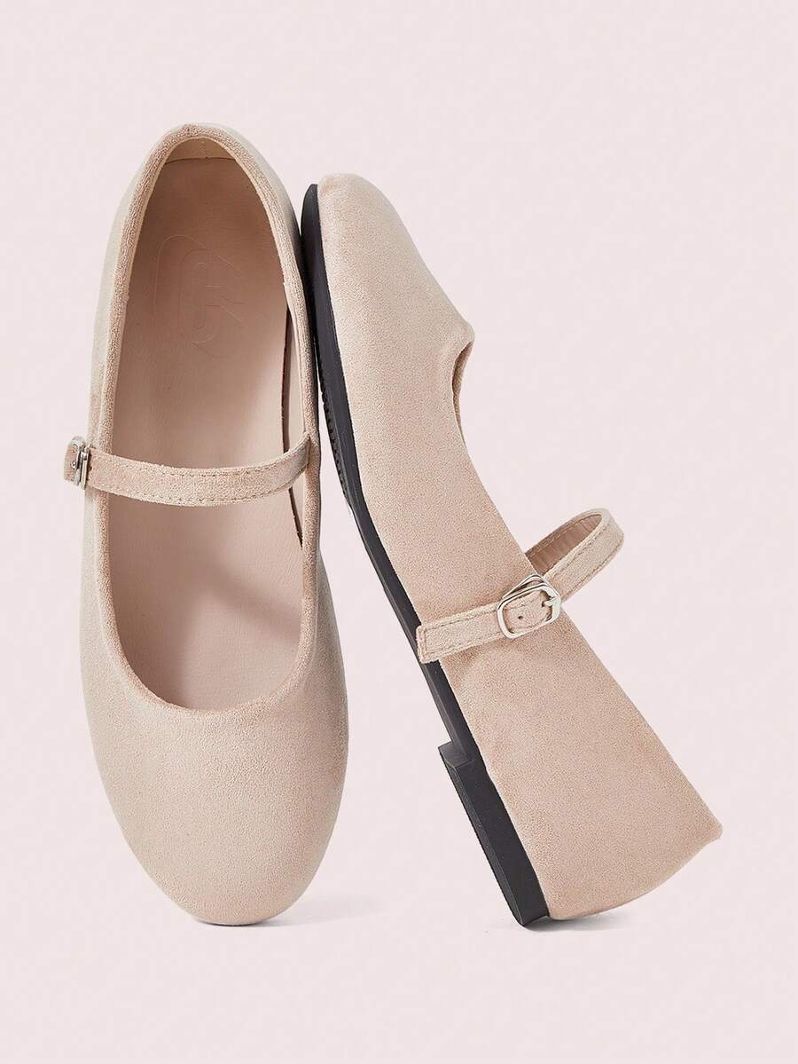 CUCCOO DOLLMOD Retro Suede Flat Mary Jane Shoes Are Comfortable For Women To Commute Outside, New Low Vamp Soft-Soled Shoes, College Style Dating Wear - Apricot - View 1