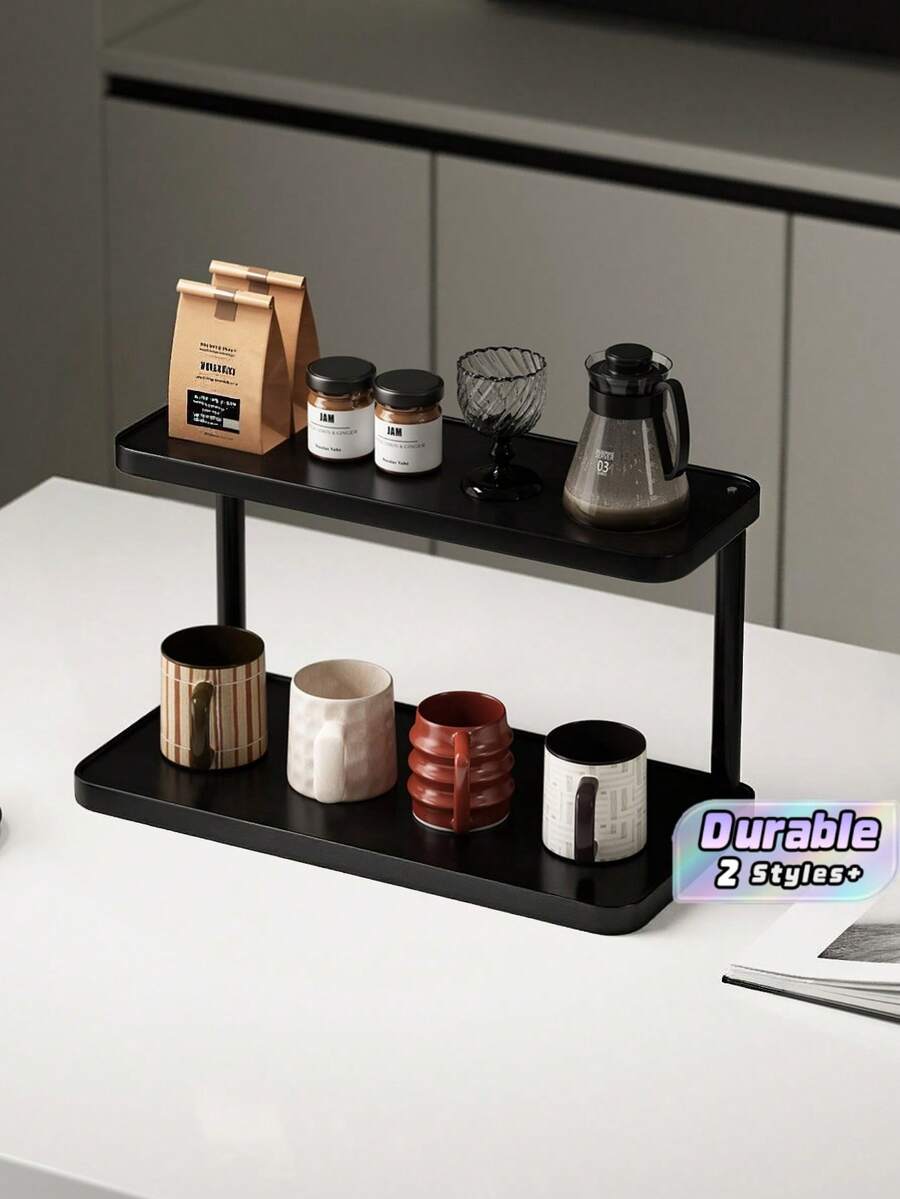 1pc Water Cup Storage Rack Household Living Room Desktop Storage Rack Table Top Workstation Cup Rack Black Advanced Sense Cup Placement Rack - Midnight Black - View 1