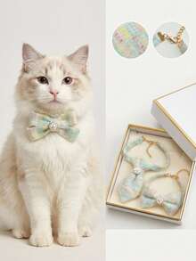 PETSIN 1PC Gradient Pet Bow Tie For Summer, Soft Cute Necktie Accessories For Dogs & Cats, Stylish Outdoor Pet Collar Decor - Green - View 2