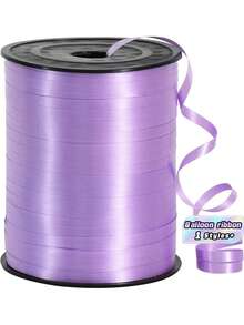 1 Roll, 250 Yards Of Purple Curly Ribbon, Suitable For Gift Wrapping, Balloon Rope, Weddings, Birthdays, Etc. - Shiny Metallic Ribbon, Suitable For Bouquet And Flower Wrapping Paper, Suitable For Valentine's Day, Weddings, Birthdays, Etc. - Light purple ribbon - View 1