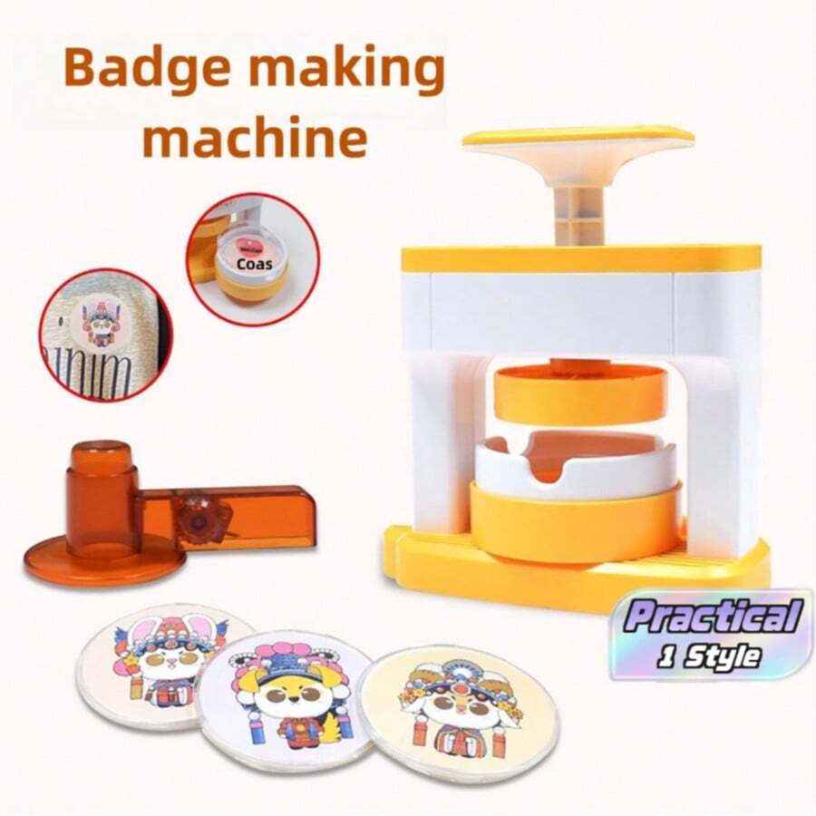 Badge Maker 1 Set DIY Round Button Maker With 48 Patterns And 48 Button Parts Cute Press Pin Maker Machine Gift (Some Color Patterns Are Random) - multicolor - View 1