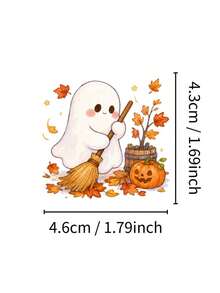 50Pcs Cute Halloween Ghost Stickers – Pumpkin Festival Decals For Journaling, Water Bottle, Laptop, Waterproof Doodle Holiday Party Decor - multicolor - View 3